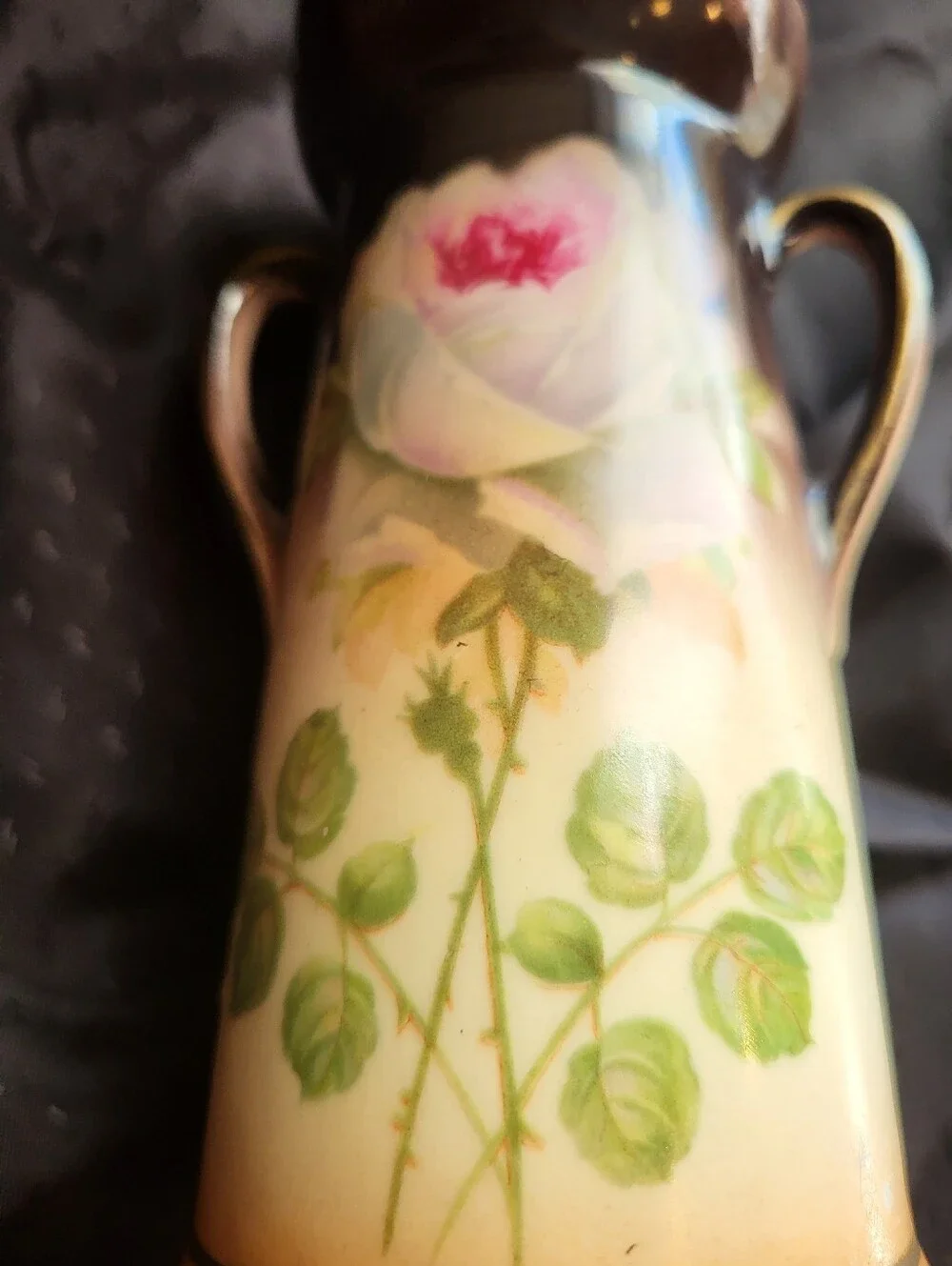 Stamped Cechalovakia 5.25 Inch Hanfpainted Rose Vase